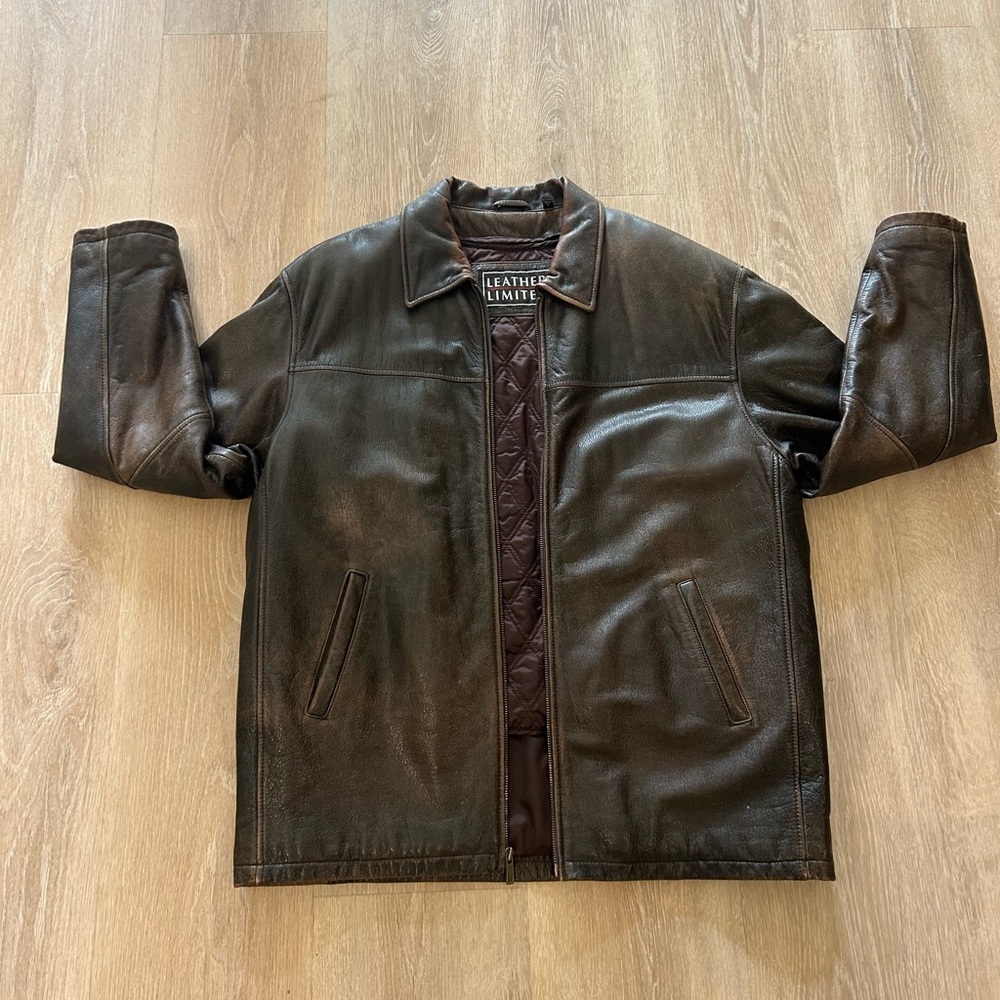 Vintage Leather Limited Men's Brown Leather Bomber Jacket